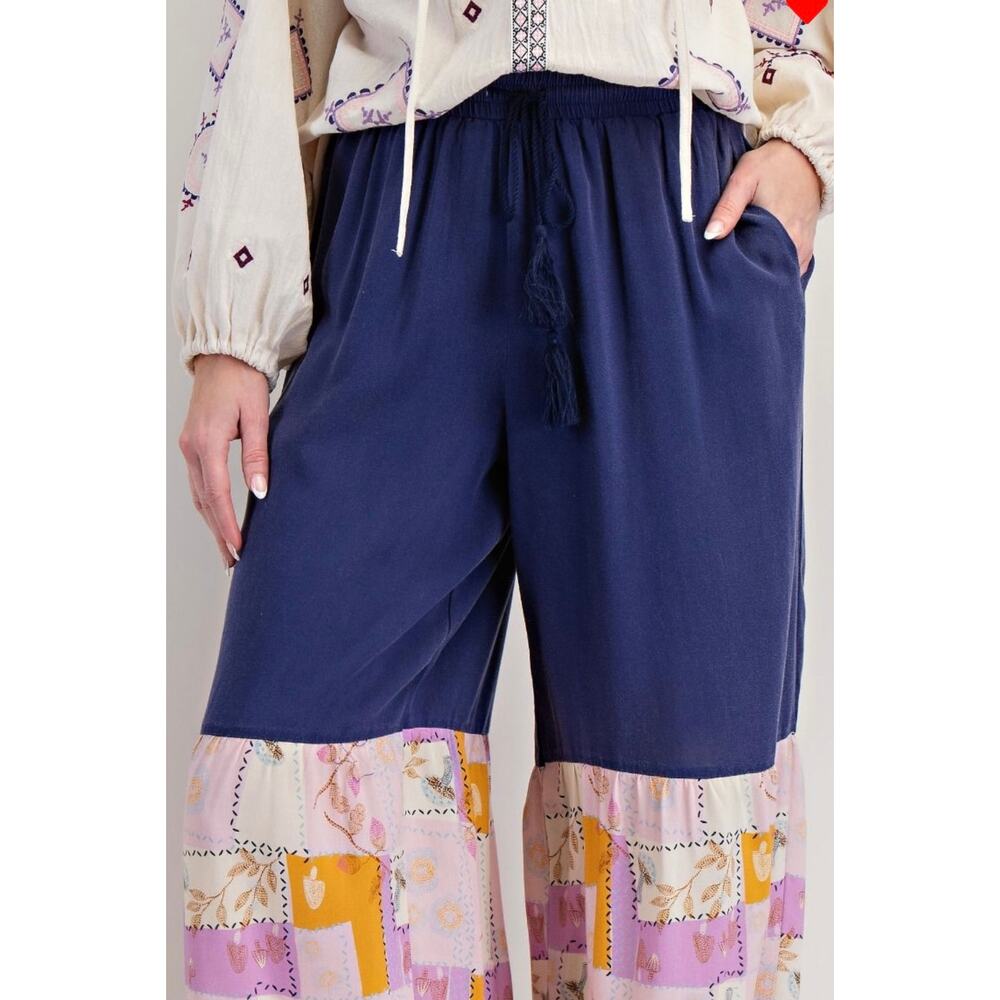 Easel Mixed Print Woven Pants - Plus Size 1X - 3X - Picture 3 of 5